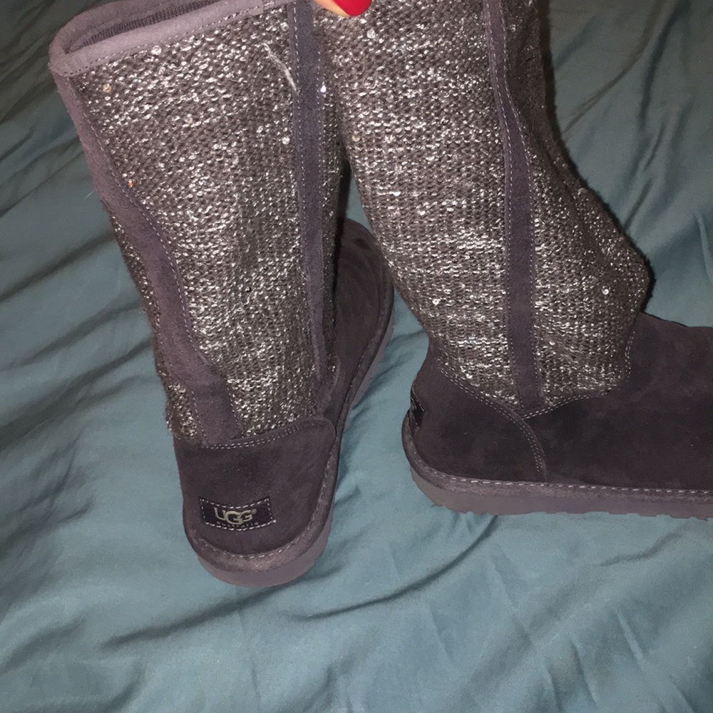 Ugg Sweater/Suede Sequin Boot Sz 8